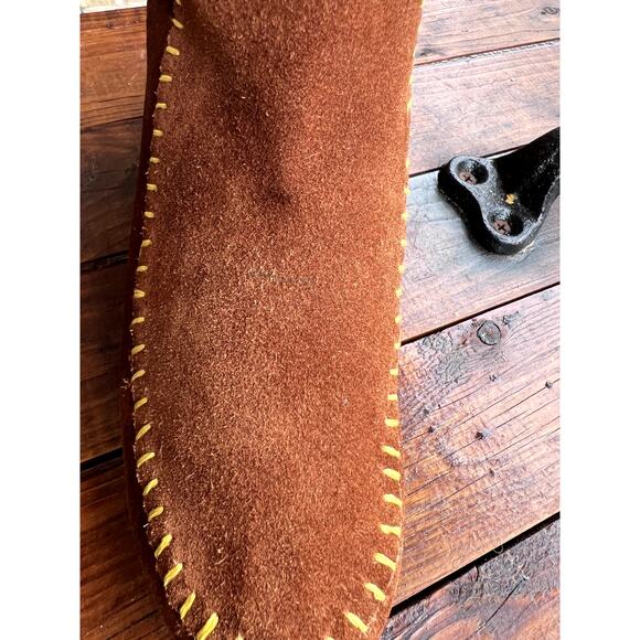 Southwestern Tall Moccasin Wedge Beaded Leather Festival Boots NWOT - Picture 7 of 8